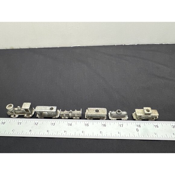 Vintage Metzke 1984 Pewter Miniature Train Set 6-Piece Decorative Collectible Bi - Picture 5 of 10